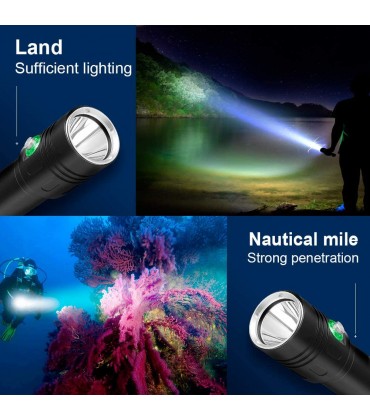 WINDFIRE Tauchlampe 8000 Lumen Tauchen Taschenlampe 4 Modi Unterwasser 100m Wasserdicht Submarine Licht mit Wiederaufladbar 1X 18650 Akku und Ladegerät - BNYILQD9