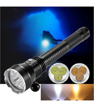 YEZIHJ Tauchtaschenlampe 3 x XHP70.2 LED Unterwasser-Profi-Tauchlampe wasserdicht 150 m für den Außenbereich Tauchen LED gelb weiß wasserdicht mit wiederaufladbarem Akku - BVVDEV2Q