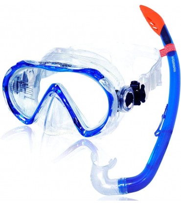 aquazon Korfu Hochwertiges Schnorchelset Tauchset Schwimmset Schnorchelbrille mit Tempered Glas Schnorchel mit semi Dry top für Kinder Jugendliche Von 7-14 Jahren - BDWQNBN8