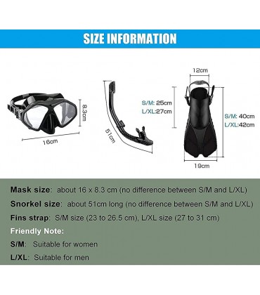 JRZTC Taucherbrillen-Schnorchelset Taucherbrillen aus gehärtetem Glas für Erwachsene Flossen Schnorchelmaske vollständiger Trockenschnorchel dreiteiliger Anzug - BLAEYQ2A