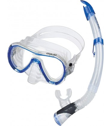 Seac Unisex Jugend Set Giglio MD Valve Schnorchelset mit Maske und Schnorchel mit Wasserausblasventil für Kinder blau medium - BIPRVK9H