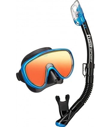 Tusa Serene verspiegelte tauch-Maske Schnorchel-Set taucherbrille + Tasche Mirror Lens Blau - BWPOK2W3