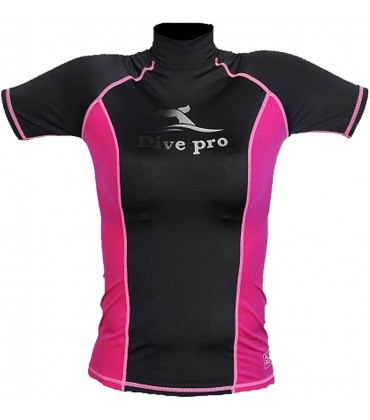 DivePro Rash Guard UV Shirt Damen Lycra Kurzarm schwarz-pink - BJYEG7KA