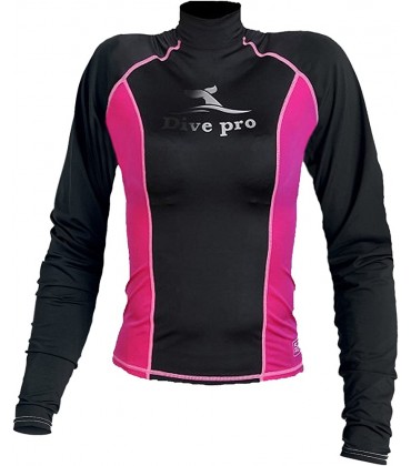 DivePro Rash Guard UV Shirt Damen Lycra Langarm schwarz-pink - BTTPW711