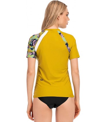HUGE SPORTS Damen Rash Guard Kurzarm Sonnenschutz UPF 50+ Bademode Shirts Schnell Trocknend Badeanzug Top - BRGCG86V