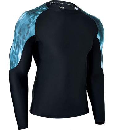 HUGE SPORTS Herren Rash Guard Long Sleeve Splice UV Sonnenschutz UPF 50+ Compression Swim Shirts - BCDGJ7AQ
