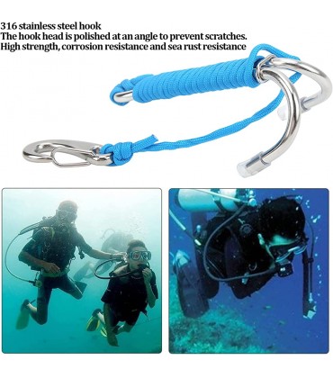VGEBY Edelstahl-Tauchhaken Doppel-Riffhaken mit Spiralspulen-Lanyard für UnterwasseraktivitätenBlau - BBGDM4HW