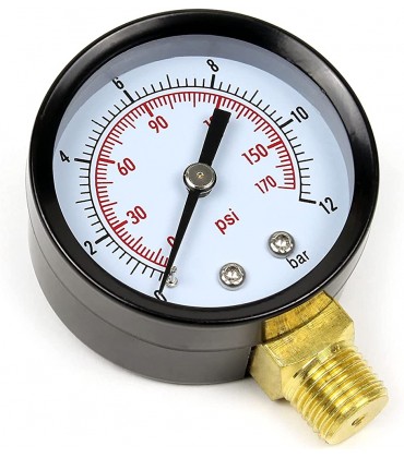 Druckanzeige Druckbehälter Manometer radial DN8 1 4" 12.9mm 0-12bar 0-170 PSI Durchmesser ~50mm - BFYYLNV4