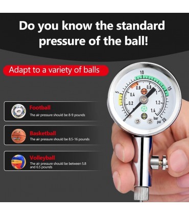 GLOGLOW Ballpumpen Ball Manometer Mini-Luftdruckmesser Barometer Tool für Fußball Rugby Volleyball luftdruckprüfer - BUSPTHMH