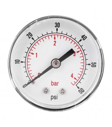 Manometer mit doppelter Skala 50-mm-Messuhr 1 4 BSPT-Rückanschluss Wasser Öl Luft Gas Manometer0-60psi 0-4bar - BTOFNBBD