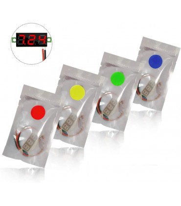 YIXISI 4 Stück 0,28 Zoll Mini Digital Voltmeter LED-Anzeige Voltmeter Messbereich DC 2.4-30V Zwei Drähte Spannungsprüfer,Verpolungsschutz und Genaue Druckmessung Rot Gelb Grün Blau - BAJQJ3VV