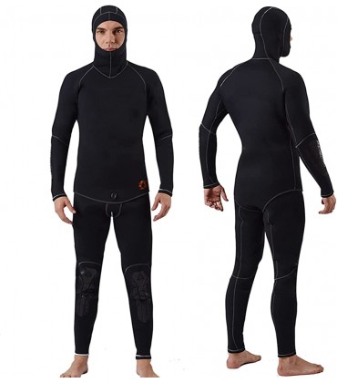 DNJKH Nassanzug mit Kapuze Herren 5mm Neopren Tauch-Nass-Anzug für Surfen Schwimmen Tauchen Unterwasser-Segeltuch - BIYINQ91