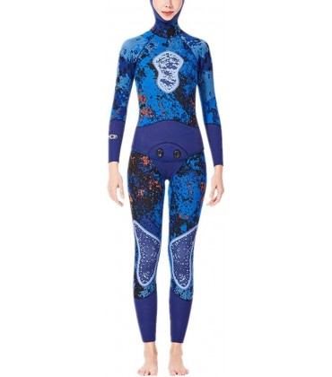 Lwieui Damen Wetsuits Sommer Frauen 3mm Premium Neopren Tauchanzug 2-teilig mit Kapuze Neoprenanzüge zum Surfen Schnorcheln Tauchen Blau Nassanzüge Size : XL - BWLJHJJ2