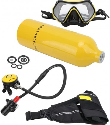 1L Tauchflasche Doppelfilter Design Sauerstofftank Tauchset Leicht und komfortabel mit Hauptventil-Steuerschalter zum TauchenGelbe Sauerstoffflasche mit gelber Maske - BQMIPKK5