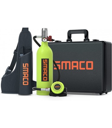 SMACO Mini-Tauchflaschen-Kit 1L Tauchflasche Unterstützt 15–20 Minuten Unterwasser-Atemgerät Kleine Tauchflasche Tauchen Sauerstoffflasche Tauchpaket für Unterwasserarbeiten oder als Ersatzflasche - BLICR298