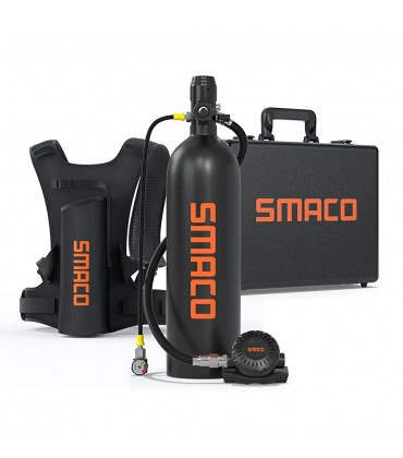 SMACO Tauchflasche Sauerstoffflasche 2 liter Tauchen 25-35 Minuten Reserve-Tauchlufttank-Kit Tauchausrüstung für Unterwassererkundung Notfall-Rettungsflasche S700Pro - BVEBTK82