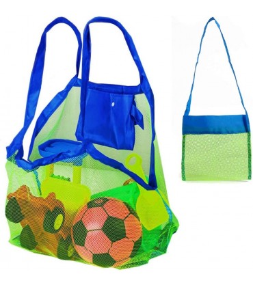JAHEMU Strandtasche Sandspielzeug Netztasche Mesh Strandtasche Faltbare Netz Tasche Aufbewahrungstasche für Familie Urlaub 2 Stück - BLIKNKKK