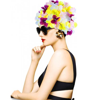 WINOMO Frauen-Blumenblumenblatt-Schwimmen-Kappen-Blumen-Schwimmen-Kappen-Schwimmen-Hut-Badekappen mit dem prägeartigen Blumen-Muster gepasst für langes kurzes Haar - BKNLSH8Q