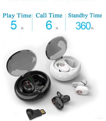 WANGLXBT StereoBluetooth Headset Stereo Binauraler Drahtloser Wasserdichter Sport Kopfhörer Mit Ladetasche Und Eingebauten Mikrofonen Für Laufen,Schwimmen,Fitness,arbeitenSport - BYZDDM32