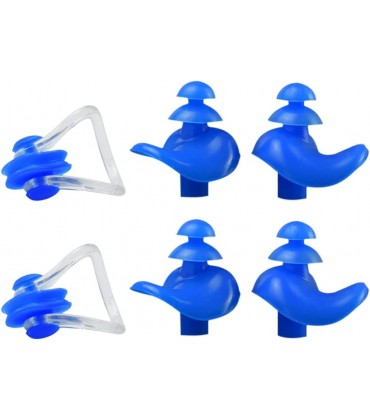 Furado Schwimmen Ohrstöpsel 2 Paar Silikon-Ohrstöpsel zum und Nasenklammern Schwimmen für Erwachsene für Schwimmer beim Duschen beim Surfen und Anderen Wassersportarten Blau - BJDTPV88