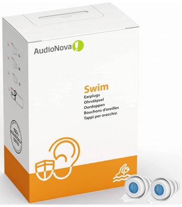 AudioNova Swim – Schwimm-Ohrstöpsel mit wasserdichtem Silikonfilter gegen Infektionen | für Schwimmbad Wasseraktivitäten wiederverwendbar waschbar – 3 Größen S M L - BZAXGBH2