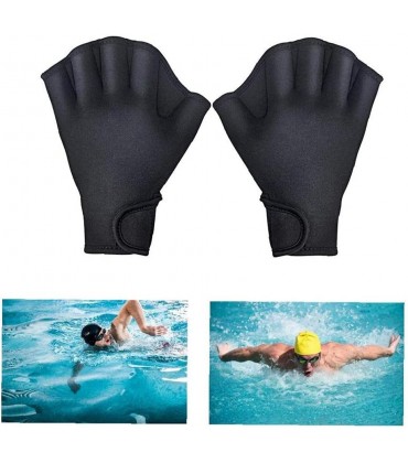 Aquatic Handschuhe Schwimmtraining Vernetzter Schwimmhandschuhe für Männer Frauen Erwachsene Kinder Aquatic Fitness Wasserkrafttraining Schwarz S - BLITZEH4