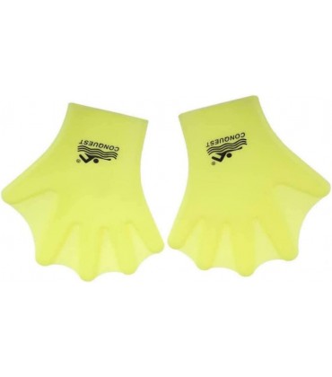 Liummrcy Netzhandschuhe Wasserhandschuhe Schwimmhandschuhe Schwimmpaddel Aquatische Finger Handflipper Für Männer Frauen Tauchen Surftraining Gelb 1pair - BBPCUKJQ