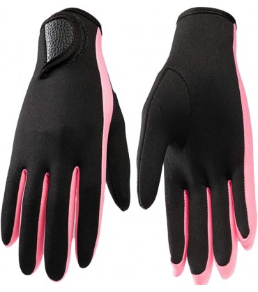 TOMYEER Neoprenanzug Handschuhe mit verstellbarer Schnalle rutschfest warm elastisch für Erwachsene Fünf-Finger-Winter-Schwimmhandschuhe Pink und Schwarz Größe S - BKLAMBKK