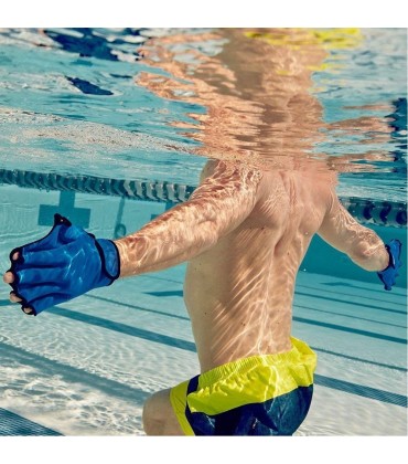Yoyakie Schwimmhandpaddel Training Schwimmhandschuhe Fingerlose Netzewässerwiderstand 1 Paar Schwimmhandschuhe blau schwimmfingerloses Netzbett - BUTUZ78J
