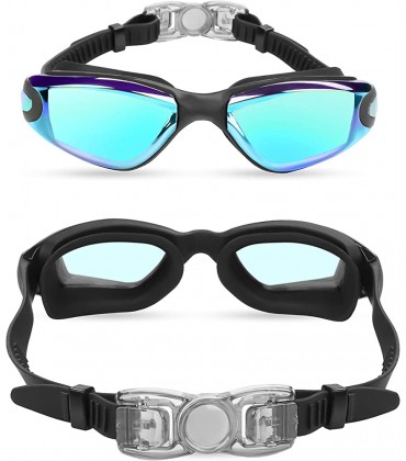 BEZZEE PRO Schwimmbrille UV-Schutz & Antibeschlag Taucherbrille mit Etui Kein Auslaufen & Verstellbare Silikon Riemen Schwimmbrillen für Erwachsene Herren Damen und Jugendliche zum Schwimmen - BQACIHAH