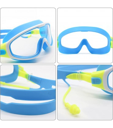 Heiqlay Schwimmbrille Kinder Taucherbrille Kinder Aqua Sphere Schwimmbrille mit Uv-Schutz und Antibeschlaglinse Einteilige Ohrstöpsel 2 Nasenclip für Mädchen Jungen Kinder Blau - BMAZN54H