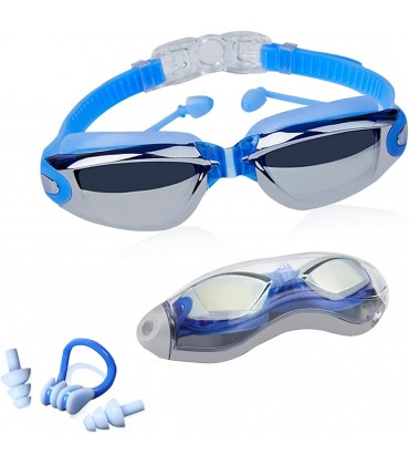 Schwimmbrille Unisex Swimming Goggles Professionelle Taucherbrille mit Wasserdichtem Beschlagfreie Hochauflösendem Weitem Sichtfeld und Verstellbarem Kopfband Kommt mit Ohrstöpseln und Nasenclip - BOYSHK89