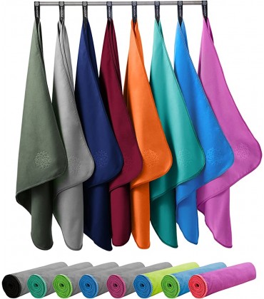 Bahidora® Mikrofaser Handtuch in 16 Farben. Microfaser Handtücher Reisehandtuch schnelltrocknendes Handtuch. Inkl. Aufhängeschlaufe und Transportbeutel Set 40x80 cm + 80x160 cm Grau Pink - BKYWJA68