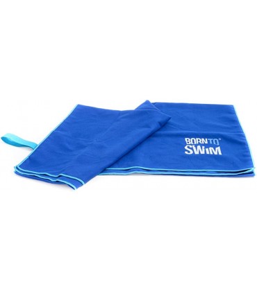 BornToSwim Mikrofaser Sporthandtuch Schnell Trocknendes Leichtes Badetuch Blau mit Born to Swim Logo 70 x 140 cm - BAVPABMM