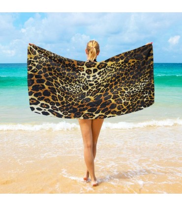 Jacklee Strandtücher mit Leopardenmuster großes Mikrofaser-Handtuch 188 x 94 cm schnell trocknend leicht ideal für Strand Reisen Yoga Sport Schwimmen - BDILF72V