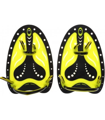 Mirnoadic Schwimmpaddel Power Hand Paddles Schwimmtrainingswerkzeuge für Kinder gelb zum Sporttauchen verstellbar - BNOVIH42
