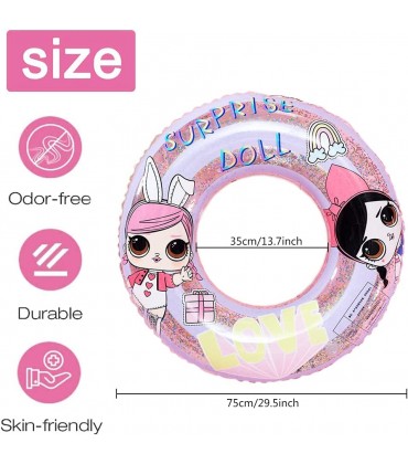 Babioms Swimming Ring Mit Cartoon-Überraschungspuppenmuster for Adults and Children Inflatable Air Mattress for Party Pool Beach 75cm Inflatable Swimming Hoop - BPSJT2B8