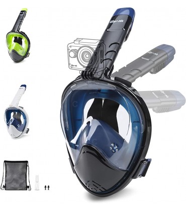 Glymnis Tauchmaske Schnorchelmaske Easybreath Faltbare Vollmaske mit 180° Sichtfeld und Action Kamerahalterung Anti-Fog und Anti-Leck für Erwachsene und Kinder - BAYLSMV8