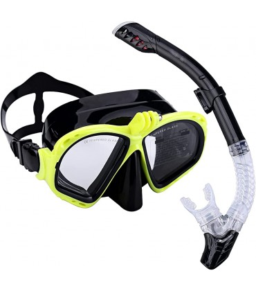 Premium-Schnorchel-Set für Erwachsene Tauchmaske Schnorcheln Tauchen Schwimmbrille Maske Trockenschnorchel-Set mit Kamerahalterung - BIGNTKWD