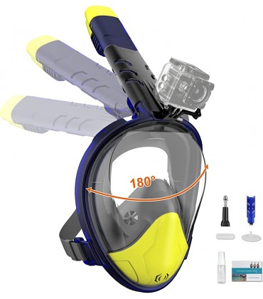 Tauchmaske Schnorchelmaske Vollmaske 180 Anti-Fog-Sichtfeld Vollgesichts Schnorchelmaske für Erwachsene mit Panoramadesign Anti-Leck Vollgesichtsmaske zum Schnorcheln Kompatibel mit der Kamera -L XL - BRBAEVN8