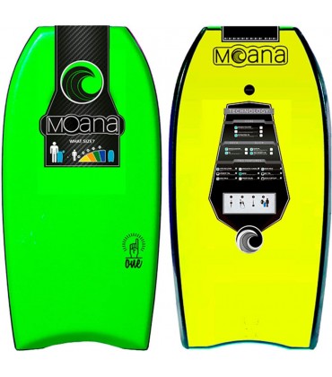 MOANA ONE Bodyboard mit Leash 2022 Green Yellow 44 - BICBCHVJ