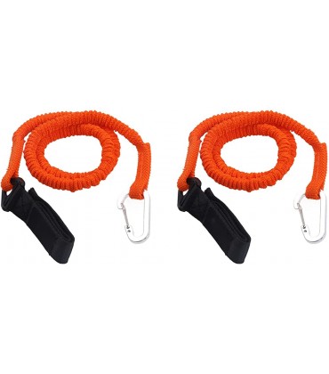 FOLOSAFENAR Kanu-Sicherheitsseil Kajakzubehör 2 Stück dehnbar orangefarbene Kajak-Paddelleine mit Gürtelschnallenhaken für Angelrute - BCIMJVQQ