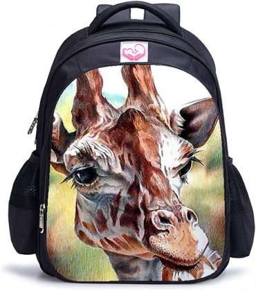 PTCRXH Sac à dos girafe impression 3D sac à dos personnalisé sac à dos décontracté collège école ordinateur portable voyage sac à dos pour garçons Girs sac à dos cool 41X28X12 cm 16 po - BYTGZ46K