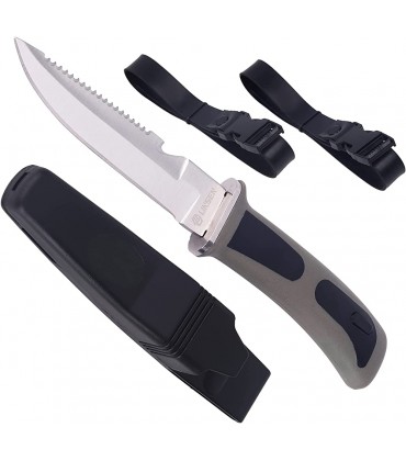 Linsen-outdoors Tauchermesser Tauchermesser Messer aus gehärtetem Edelstahl ideales Tauchwerkzeug zum Speerfischen Freitauchen und Gerätetauchen mit Scheide und Beinschlaufen - BQIWG2NK
